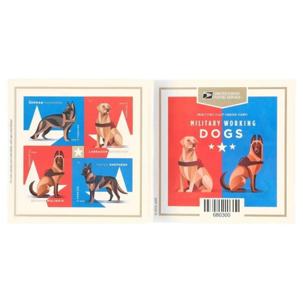 100 USPS‎ Military Working Dogs Forever Postage Stamps German Dutch Shepherd Lab